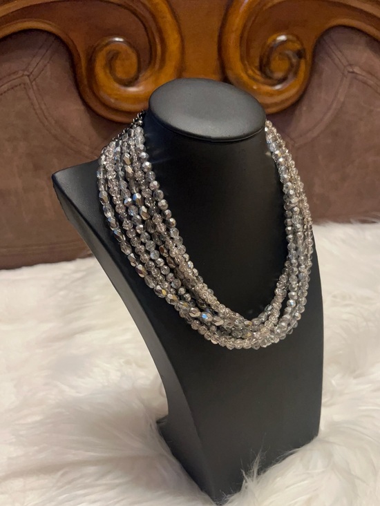 Vintage Jewelry - 1950s Vintage Six Strand cascading Crystaorgeous 17 inch